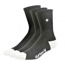 Calcetines Hurley Men's 3 Pack Crew (Size 9-11, 10-13) Black